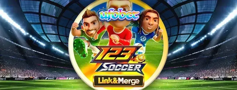 Captura de tela do jogo 123 Soccer Link&Merge da Microgaming, mostrando bobinas temáticas de futebol e símbolos de bônus.